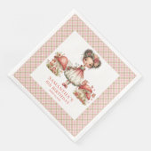 Serviette En Papier Whimsical Fairy Pink Flowers Custom Name Party   (Coin)