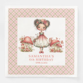 Serviette En Papier Whimsical Fairy Pink Flowers Custom Name Party   (Devant)
