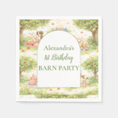 Serviette En Papier Whimsical Farm Animals Barnyard 1st Birthday (Devant)