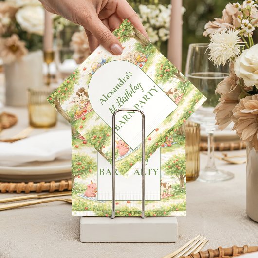 Serviette En Papier Whimsical Farm Animals Barnyard 1st Birthday