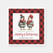 Serviette En Papier Whimsical festive chickens napkin with custom name (Devant)