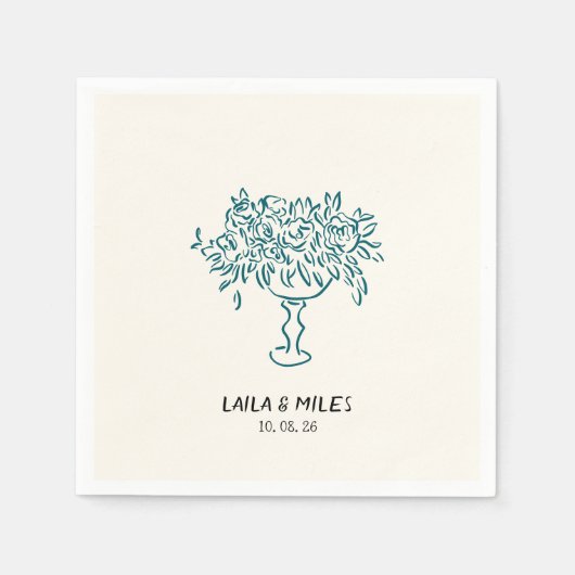 Serviette En Papier Whimsical flowers wedding hand drawn (Devant)