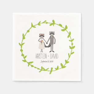 Serviette En Papier Whimsical Forest Raccoons Rustic Mariage