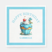 Serviette En Papier Whimsical Fun Teal Birthday  (Devant)