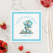 Serviette En Papier Whimsical Fun Teal Birthday  (En situation)