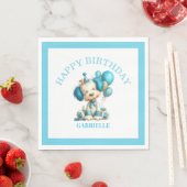Serviette En Papier Whimsical Fun Teal Birthday  (En situation)