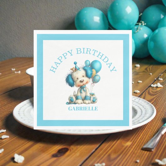 Serviette En Papier Whimsical Fun Teal Birthday 