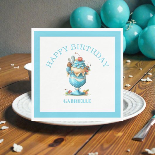 Serviette En Papier Whimsical Fun Teal Birthday 