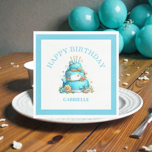Serviette En Papier Whimsical Fun Teal Birthday 