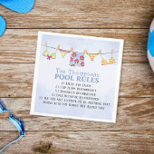 Serviette En Papier Whimsical Funny Summer Family Simple Pool Rules
