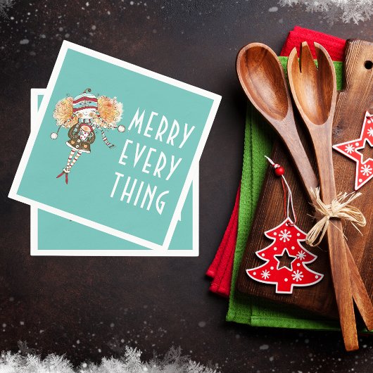 Serviette En Papier Whimsical Girl Merry Tout Noël