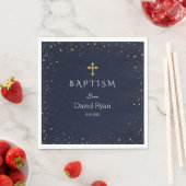 Serviette En Papier Whimsical Gold Starry Night Boy Baptême (En situation)