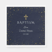 Serviette En Papier Whimsical Gold Starry Night Boy Baptême (Devant)