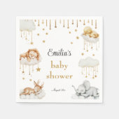 Serviette En Papier Whimsical Gold Starry Sky Sleeping Animaux (Devant)