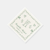 Serviette En Papier Whimsical Green Wavy Frame Mariage (Coin)