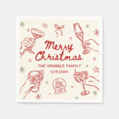 Serviette En Papier Whimsical Hand Drawn Christmas Party (Devant)
