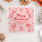 Serviette En Papier Whimsical Hand Drawn Christmas Party