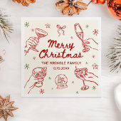 Serviette En Papier Whimsical Hand Drawn Christmas Party