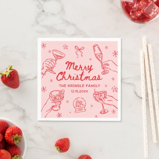 Serviette En Papier Whimsical Hand Drawn Christmas Party (En situation)