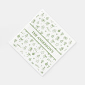 Serviette En Papier Whimsical Hand Drawn Doodle Green (Coin)
