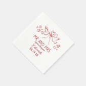 Serviette En Papier Whimsical Hand Drawn Love Birds Wedding Napkins (Coin)