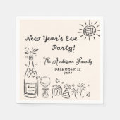 Serviette En Papier Whimsical Hand Drawn New Year's Eve Party (Devant)