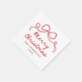 Serviette En Papier Whimsical Hand-Drawn Red Bow Merry Christmas (Coin)