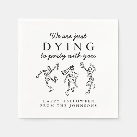 Serviette En Papier Whimsical Hand Drawn Skeletons Halloween Party (Devant)