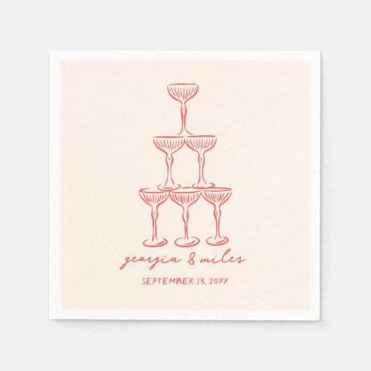Serviette En Papier Whimsical Hand Drawn Wedding Napkins (Devant)