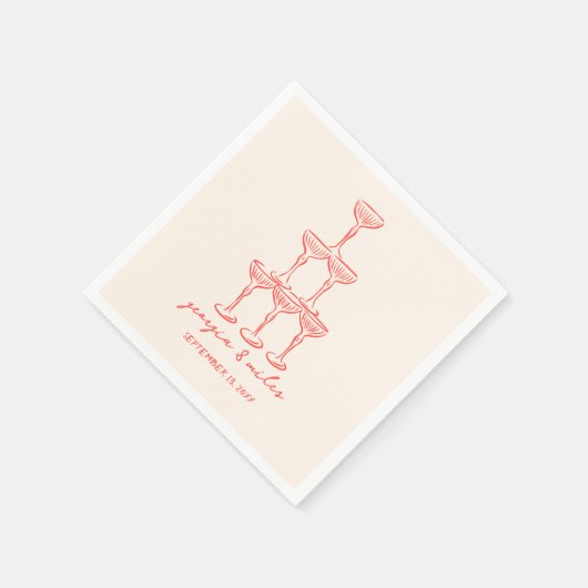 Serviette En Papier Whimsical Hand Drawn Wedding Napkins (Coin)