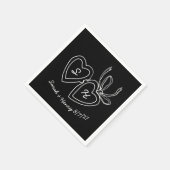 Serviette En Papier Whimsical Heart Locket Doodle Sketch Modern CUSTOM (Coin)