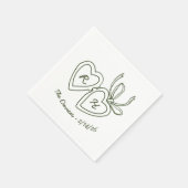 Serviette En Papier Whimsical Heart Locket Doodle Sketch Modern CUSTOM (Coin)