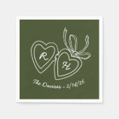 Serviette En Papier Whimsical Heart Locket Doodle Sketch Modern CUSTOM (Devant)