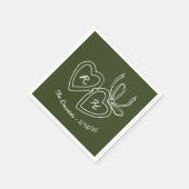 Serviette En Papier Whimsical Heart Locket Doodle Sketch Modern CUSTOM (Coin)