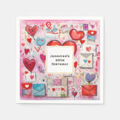 Serviette En Papier Whimsical Hearts and Love Letters Motif Anniversai (Devant)
