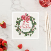 Serviette En Papier Whimsical Holly Wreath Noël (En situation)