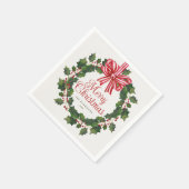 Serviette En Papier Whimsical Holly Wreath Noël (Coin)