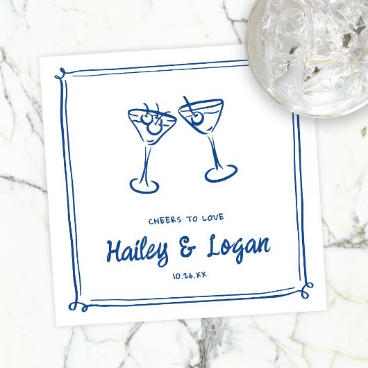 Serviette En Papier Whimsical Illustrated Cheers To Love Mariage