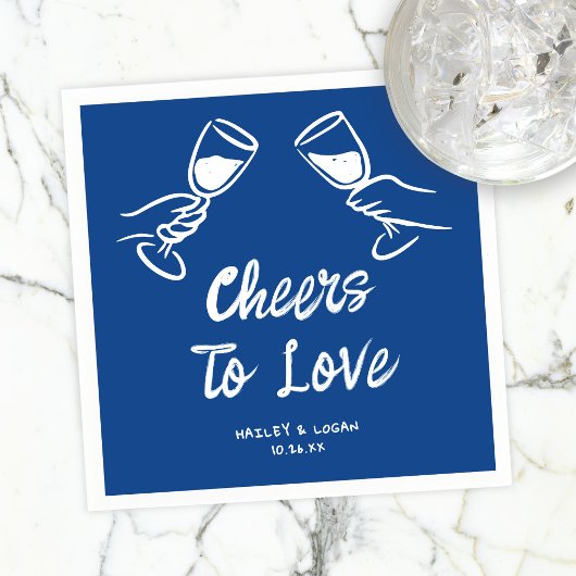 Serviette En Papier Whimsical Illustrated Cheers To Love Mariage