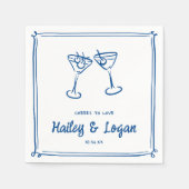 Serviette En Papier Whimsical Illustrated Cheers To Love Mariage (Devant)
