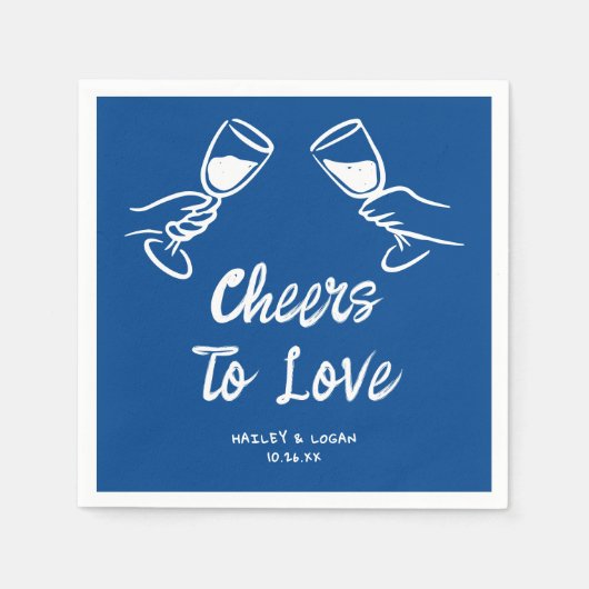 Serviette En Papier Whimsical Illustrated Cheers To Love Mariage (Devant)