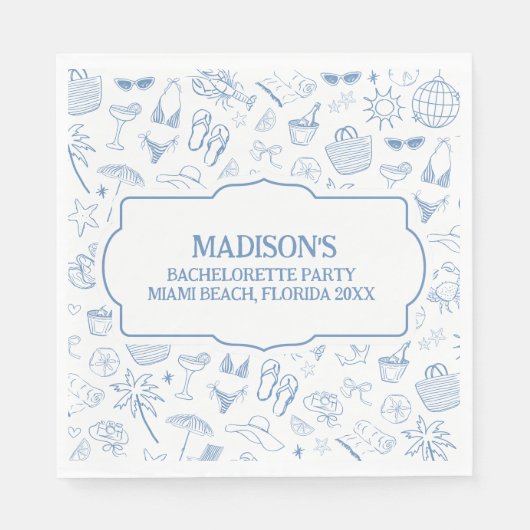 Serviette En Papier Whimsical Last Toast On The Coast Blue (Devant)