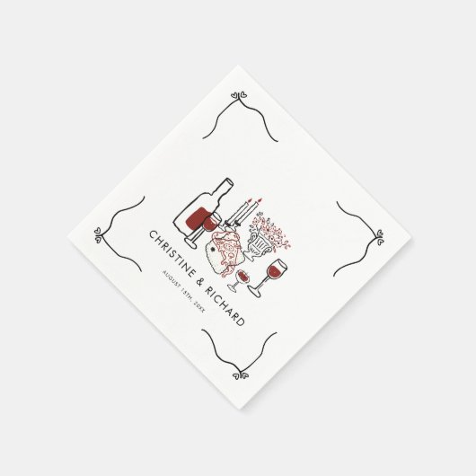 Serviette En Papier Whimsical Love | Modern Wedding (Coin)