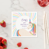Serviette En Papier Whimsical Magique Arc-en-ciel Unicorn fille Annive (En situation)