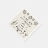 Serviette En Papier Whimsical Main dessiné Funky Cocktail Anniversaire (Coin)