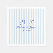 Serviette En Papier Whimsical manuscrit bleu Mariage français (Devant)