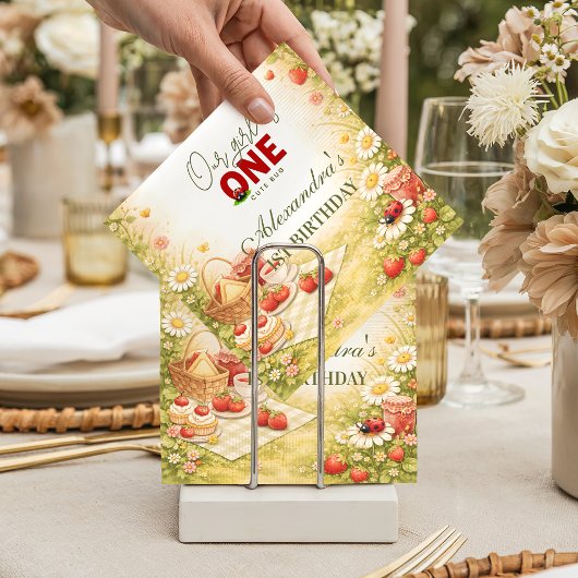 Serviette En Papier Whimsical Meadow Lady Bug 1st Birthday