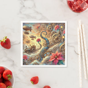 Serviette En Papier Whimsical mécanique Poinsettia Garden Decoupage