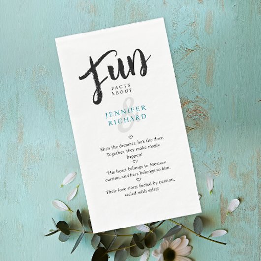 Serviette En Papier Whimsical moderne Mariage noir blanc faits amusant