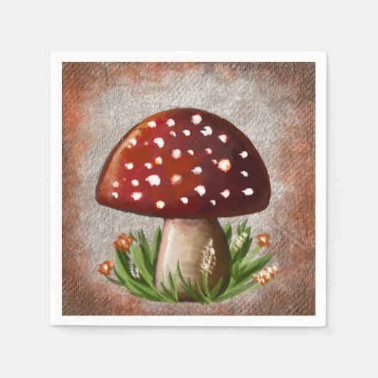 Serviette En Papier Whimsical Mushroom & Fungi Motif – Nature-Inspired (Devant)